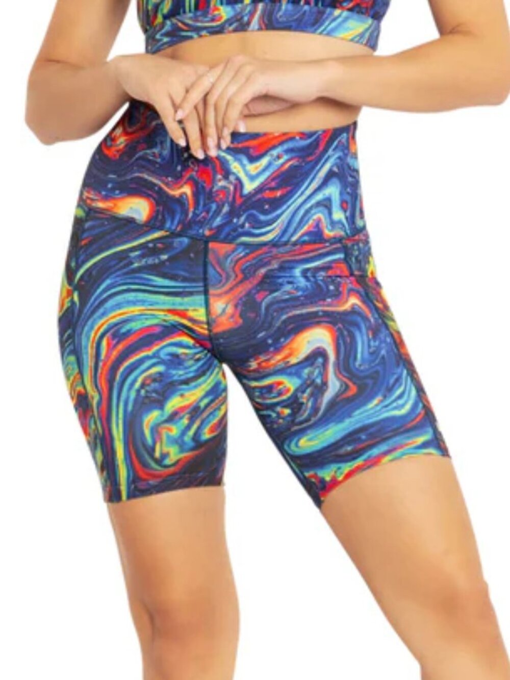 Black Milk Active I Bleed Gasoline High Waisted BIke Shorts 8" XL gym pockets